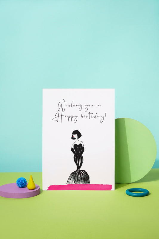 Happy Birthday Lady In A Black Gown Birthday Greeting Card